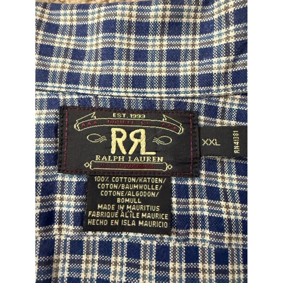 Pristine Vintage Rare Double RL Tartan Blue Collar Shirt Mens XXL VTLB-260 - Picture 9 of 11